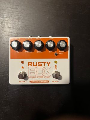 Tronographic Rusty Box Cream v2 bass pre-amp pedal with box and instructions