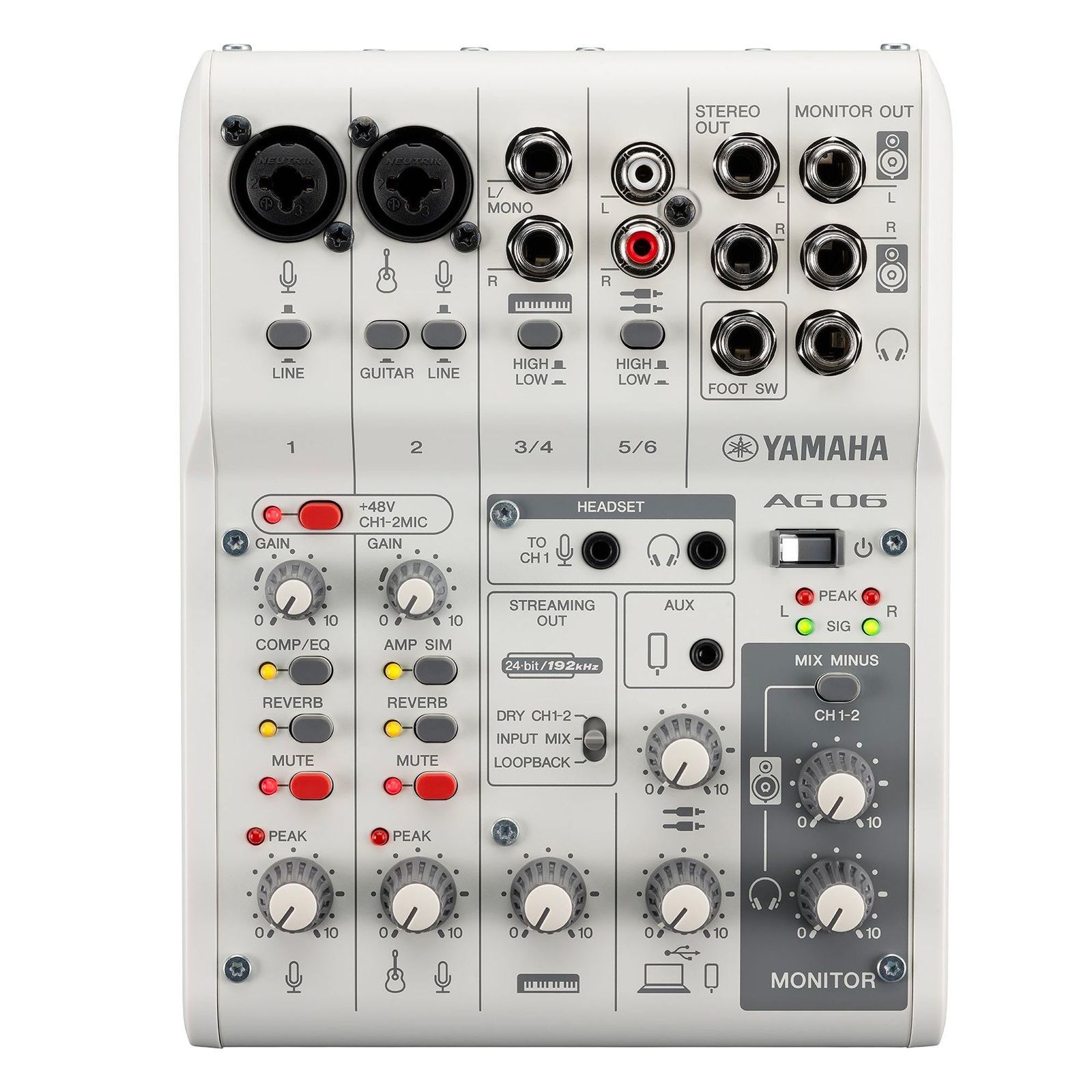 Yamaha AG06MK2 6-Channel Mixer USB Interface White